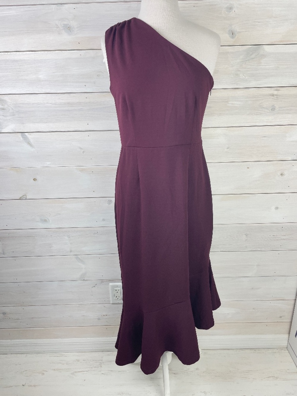 The Limited Burgundy Wine Sleeveless Dress Ruffle Hem
